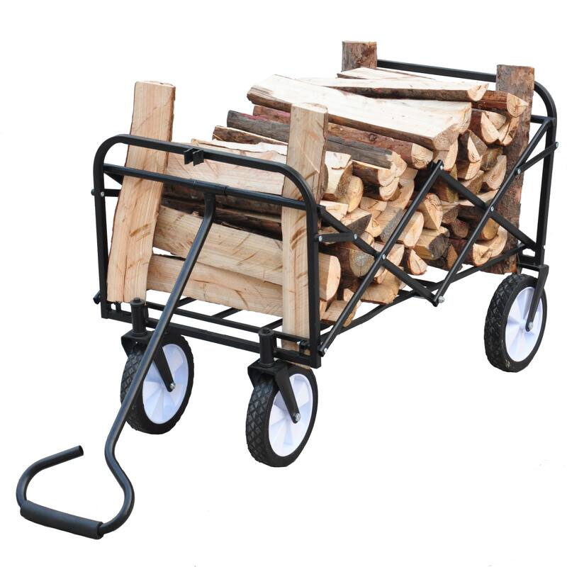 Durable Folding Utility Wagon Cart, 600D Polyester Fabric, 150 lbs Capacity, for Beach, Garden, Camping, and Shopping