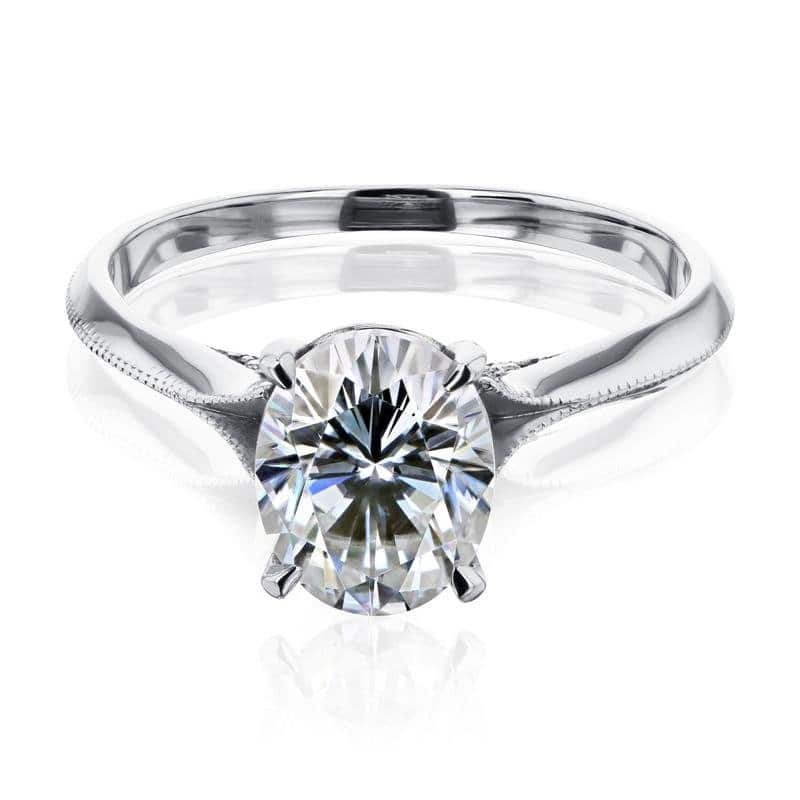Kobelli 2.15 Carat Moissanite & Natural Diamond 14k Solid Gold Cathedral Vintage Style Engagement Ring - 6.5 - White