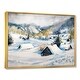 preview thumbnail 2 of 10, Designart "Mountain Village In Winter" Traditional Framed Canvas Wall Art Print 20 In. Wide x 12 In. High - Gold
