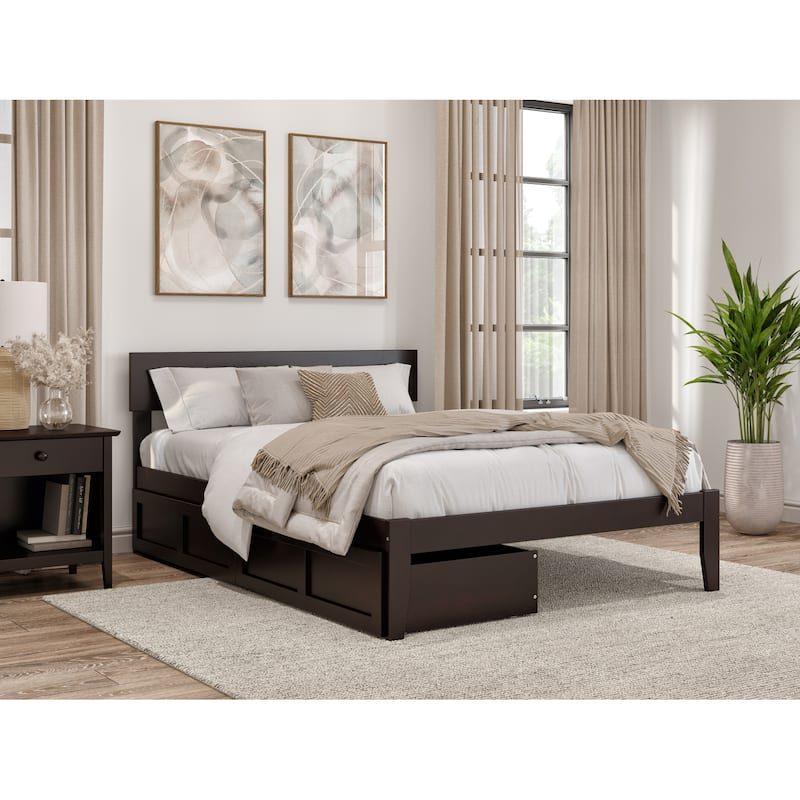 Boston Full Bed with 2 Drawers in Espresso