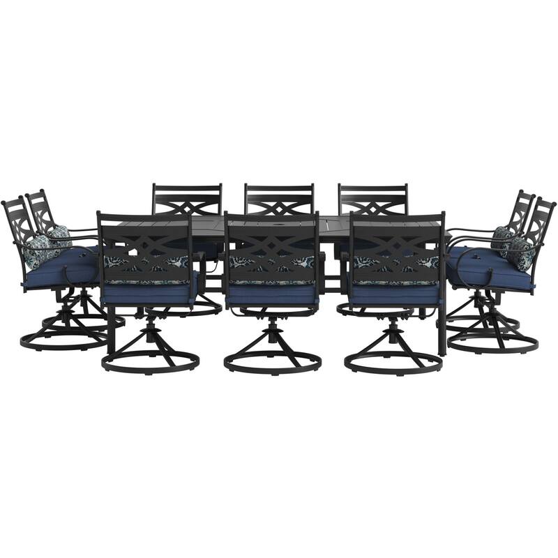 Hanover Montclair 11-Piece Navy Blue Dining Set