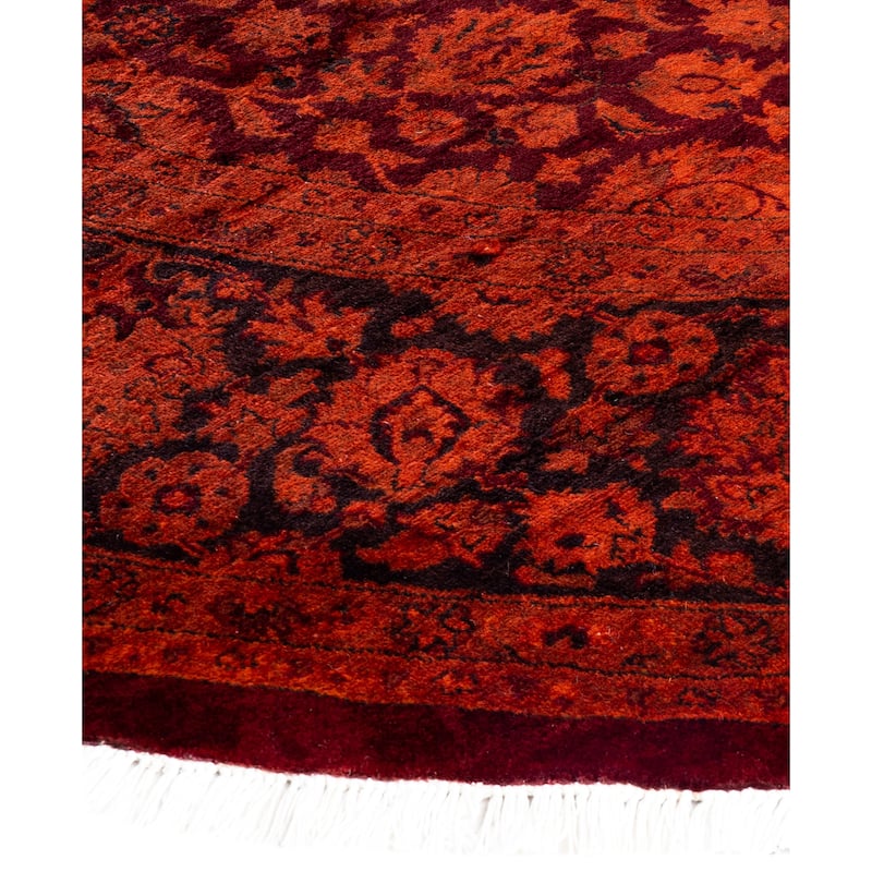 Overdyed One-of-a-Kind Hand-Knotted Area Rug - Orange - 8' 2" x 8' 2"