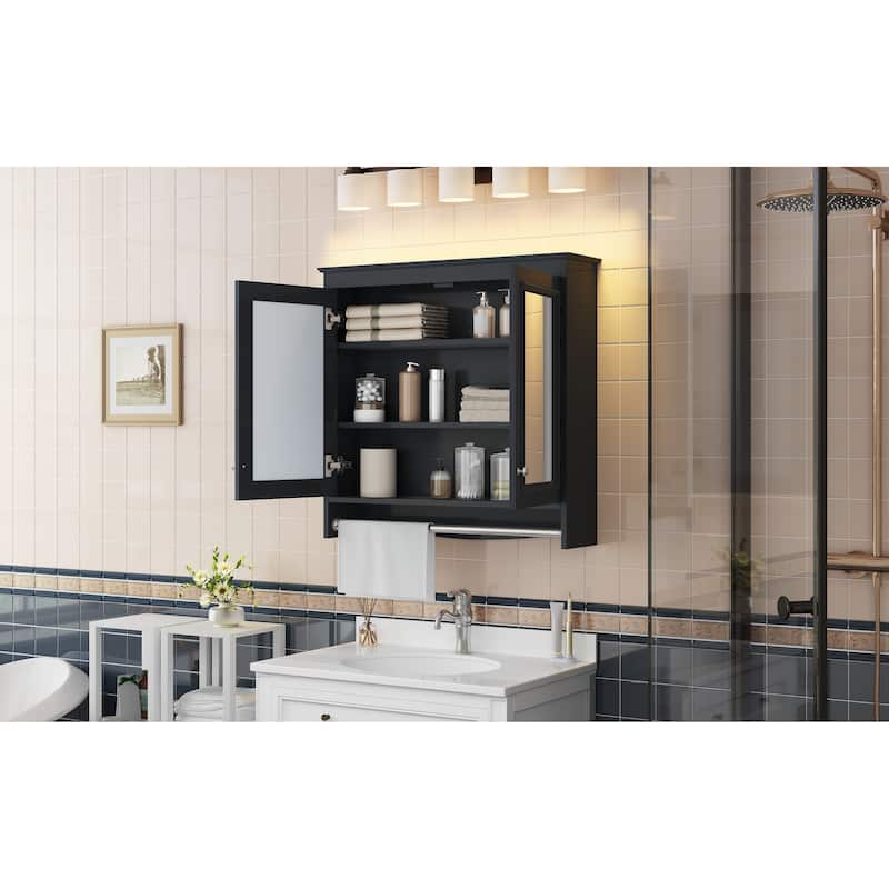 3-in-1 Bathroom Mirror Cabinet, 30"Wall Mounted Medicine Cabinet with Adjustable Shelves & Soft Close Doors