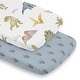 preview thumbnail 1 of 4, Sweet Jojo Designs Watercolor Dinosaur Dino Boy 2 Pack Baby Bassinet Fitted Sheets Blue Tracks Footprint Modern Dinosaurs Animal