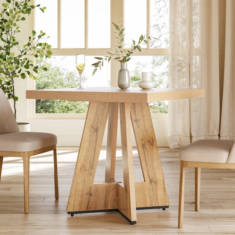 31.5-Inch Small Kitchen Table with Pedestal Base - Brown