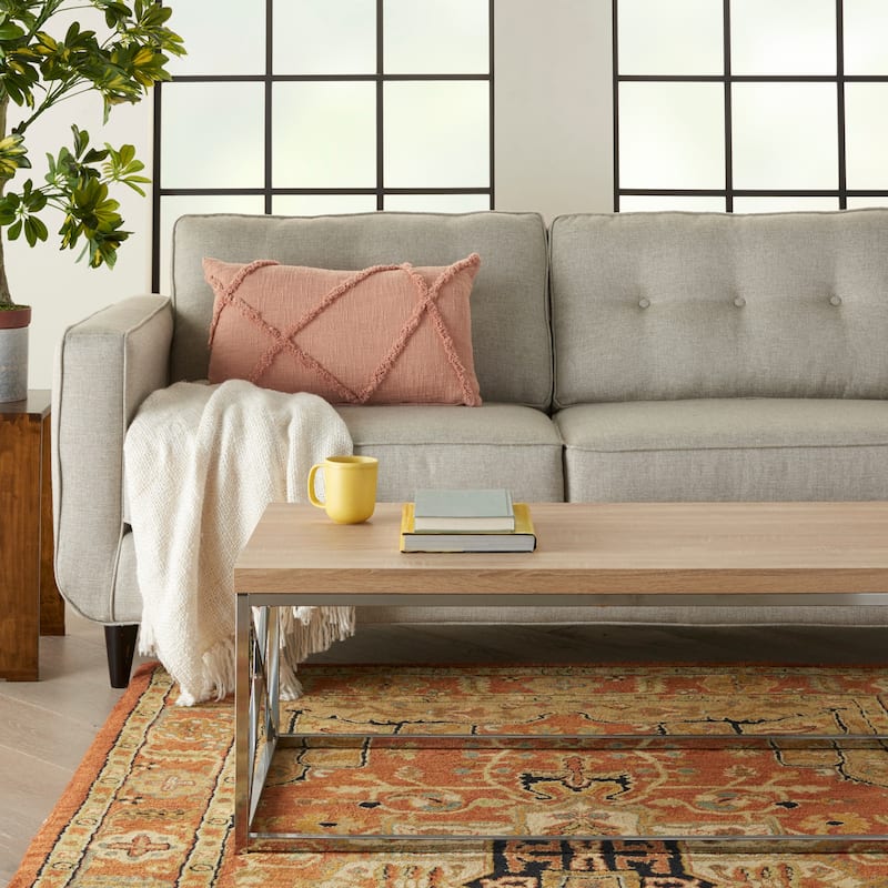 Mina Victory Distressed Diamond Boho Throw Pillow