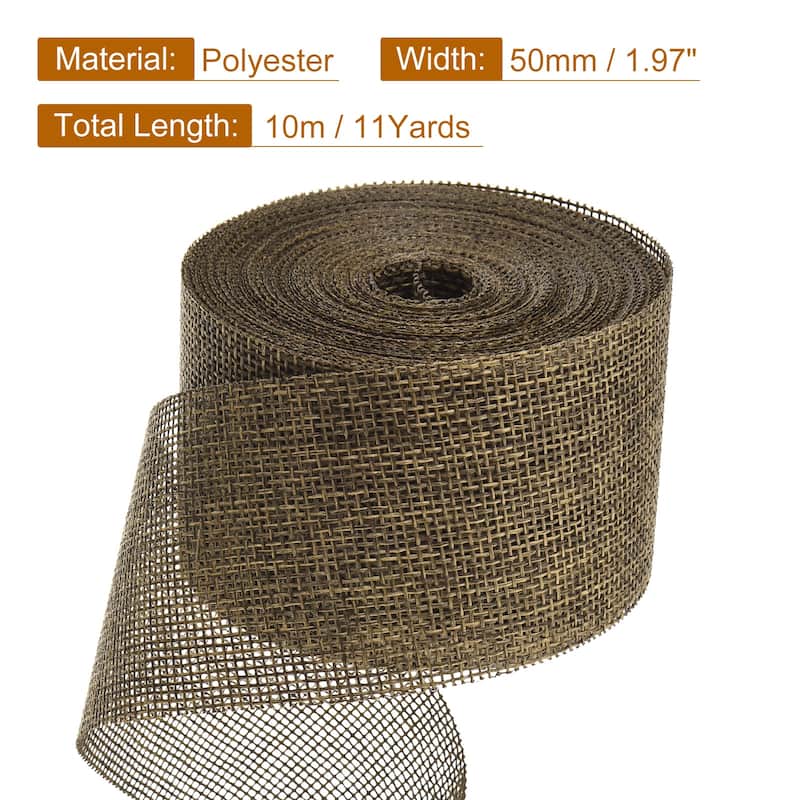 Burlap Ribbon, 2 Inch Wide 10 Yards Burlap Wired Ribbon - Brown