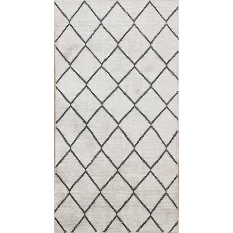 Trellis Moroccan Oriental Area Rug Wool Hand-knotted Kitchen Carpet - 3'1" x 5'0"