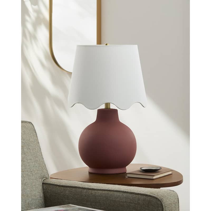 Livabliss Stella Diminuta Traditional Accent Table Lamp - Dark Red/White