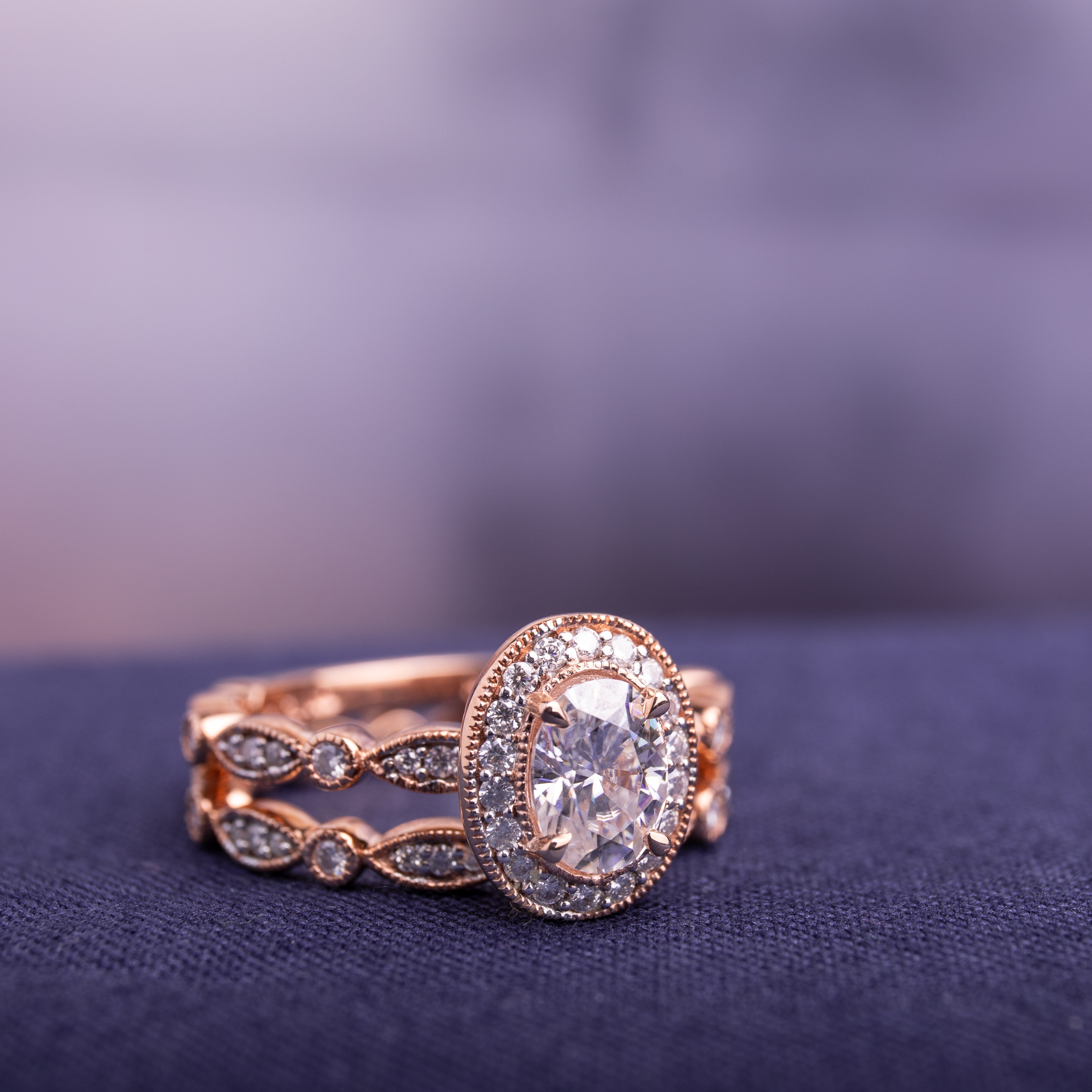 Moissanite rose gold wedding set Clearance
