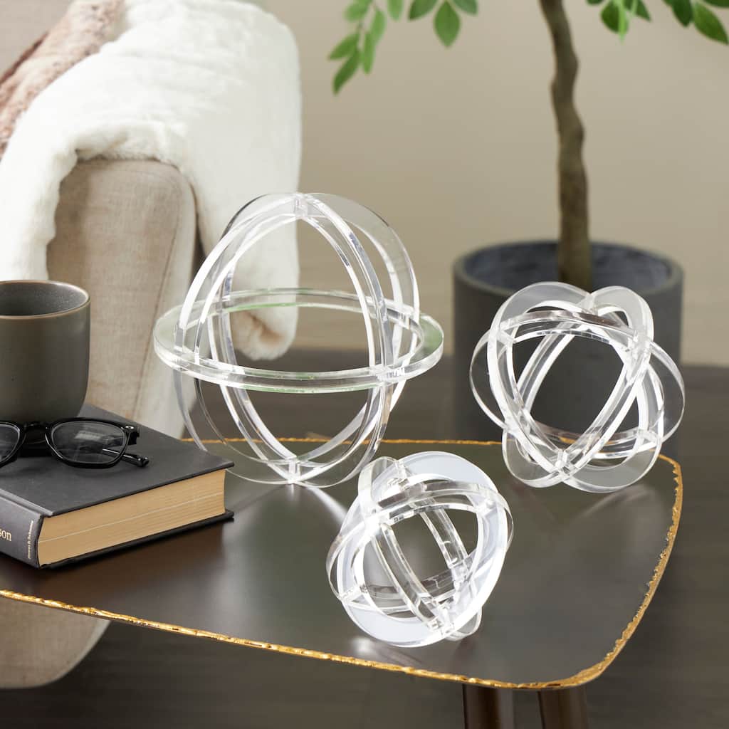 Clear Acrylic Plastic Delicate Geometric Decorative Sculpture (Set of 3)