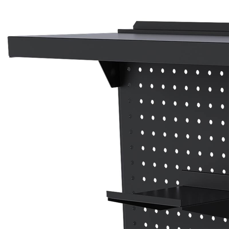Metal Pegboard Desk Organizer with Dual Monitor Stand, 3 Accessories