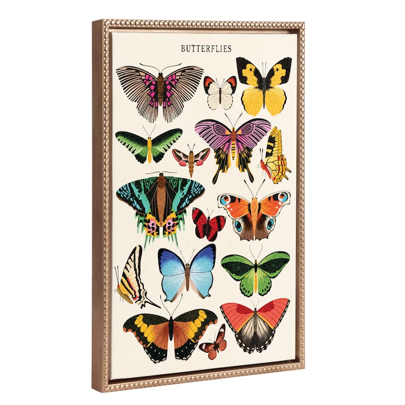 Kate and Laurel Sylvie Beaded Butterflies Frame Canvas by Tània García - 18x24