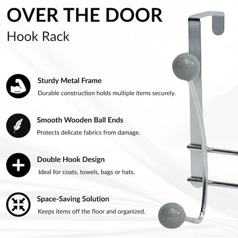 Over The Door Hook Rack with 4 Ball Ends