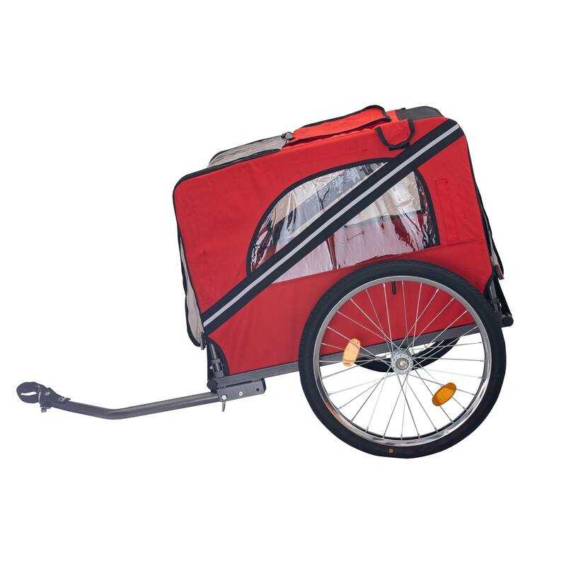 Durable Dog Bike Trailer with 20-Inch Wheels, Zippered Mesh Doors, and 88lb Capacity