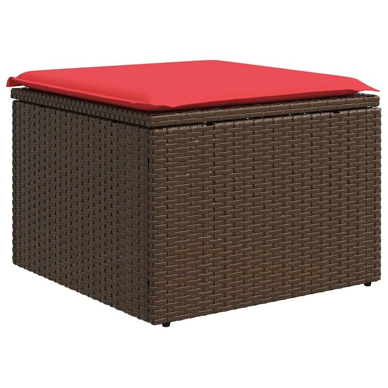 vidaXL Patio Sofa Set with Cushions Table and Couches 9 Piece Poly Rattan - 24.4" x 24.4" x 27.2"