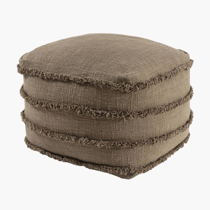 HomeRoots 18" Brown Cotton Striped Pouf Ottoman