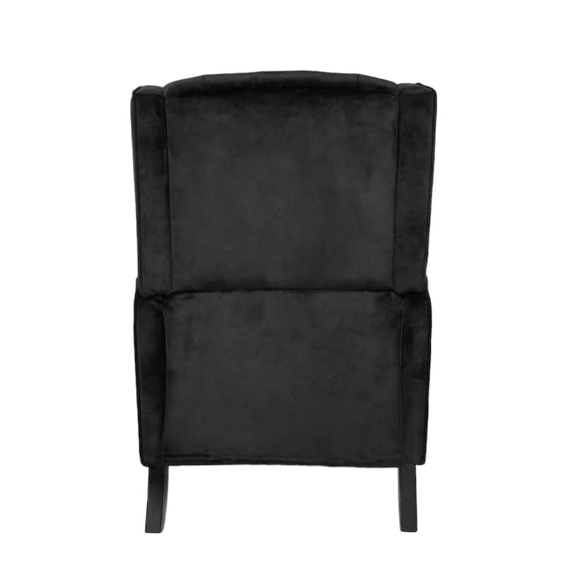 Pushback Recliner Chair with Retractable Footrest, Velvet Wingback Armchair with Rivet Trim,Mid-Century Upholstered Accent Chair