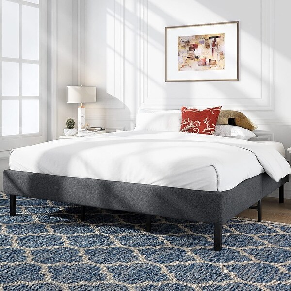 Upholstered bed no clearance box spring required