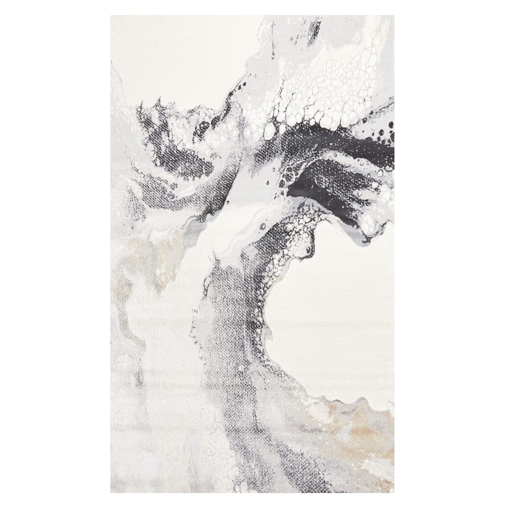 ECARPETGALLERY Machine Made Bloom Ivory Area Rug