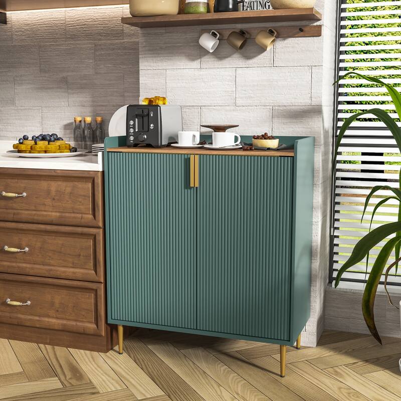 31.6'' Modern Coffee Bar Cabinet with Wine Racks and Storage Drawer