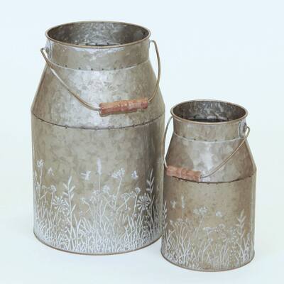 Garden Imprint And Handles Decorative Milk Jug (Set Of 2)