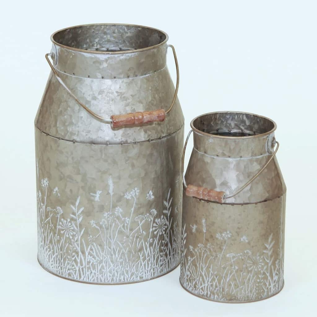Garden Imprint And Handles Decorative Milk Jug (Set Of 2)