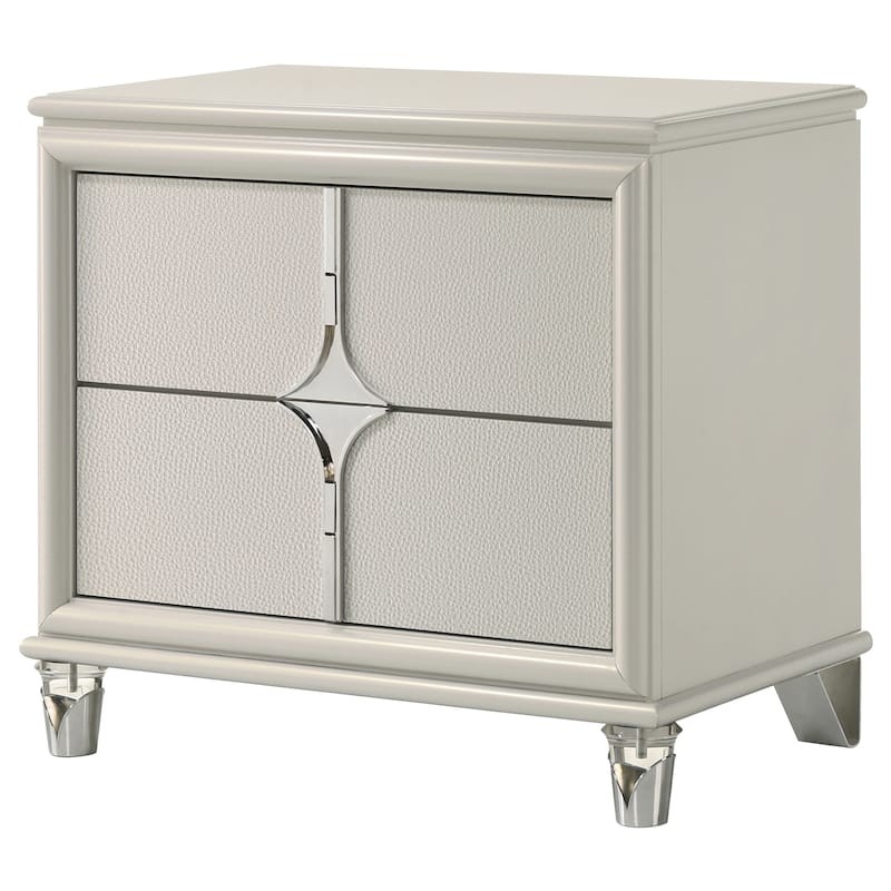 Gwendolyn Pearl White 2-drawer Nightstand Bedside Table