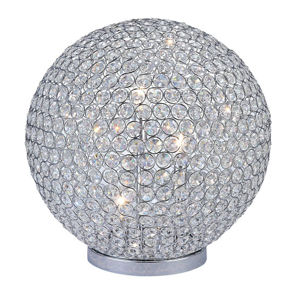 Hazel 17 Inch Table Lamp, Crystal, LED Globe Shade, Metal, Clear Finish