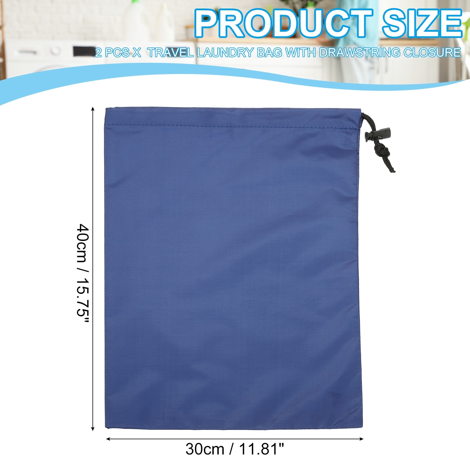 2Pcs 16"x12" Cloth Laundry Bag Travel with Drawstring Closure - 40 x 30 cm
