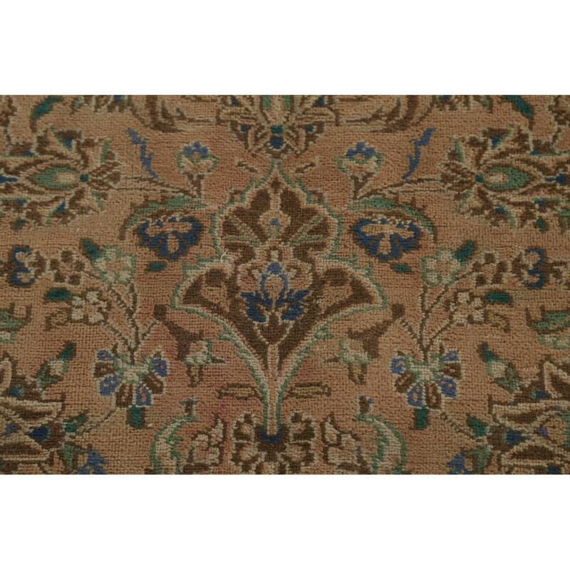 Traditional Mashad Persian Vintage Rug Handmade Orange Wool Carpet - 6'4"x 9'2"