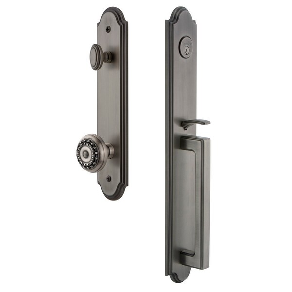 Grandeur ARCDGRPAR_ESET_234 Arc Solid Brass Rose Keyed Entry Single Cylinder Full Plate "D" Grip Handleset with Parthenon Knob