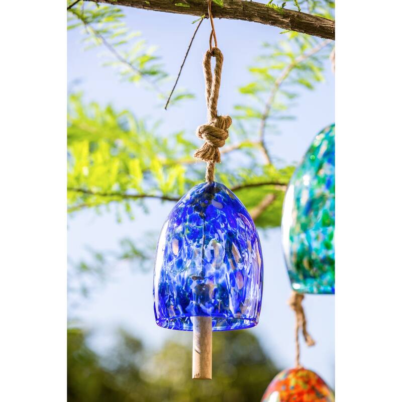 Art Glass Speckle Light Blue Bell Chime - Multi-Color