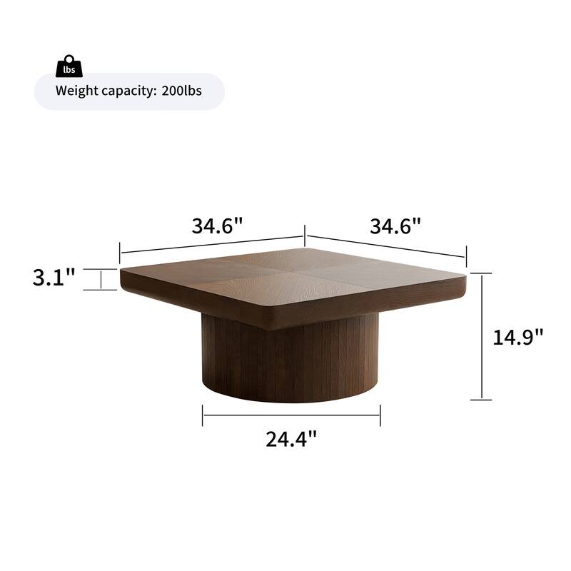 34.6'' Square Coffee Table Center Table for Living Room, Walnut Side Table Sofa Table Accent Table End Table
