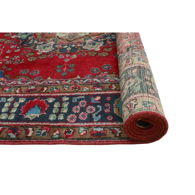 Vintage Distressed Betzabel Red/Navy Rug - 6'2" x 9'3"