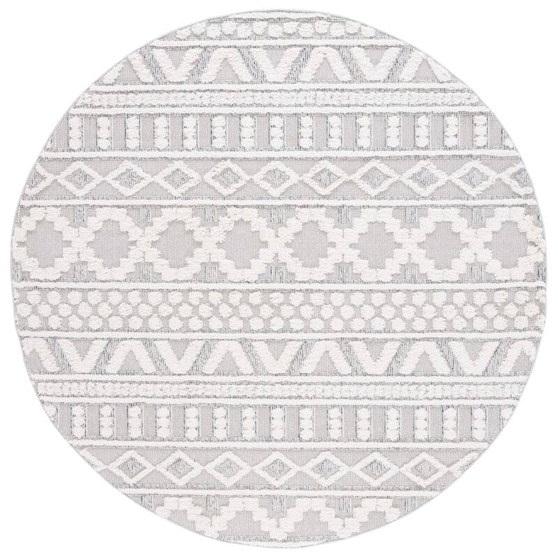 SAFAVIEH Trends Altha Geometric Rug - 6'7" Round - Grey/Ivory