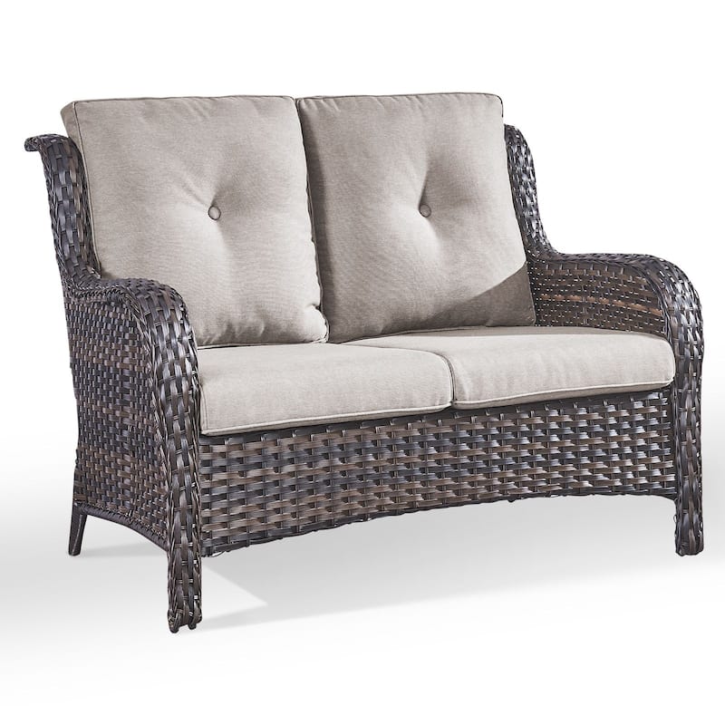 Gymojoy Outdoor High-back Wicker Loveseat Sofa For Home Garden