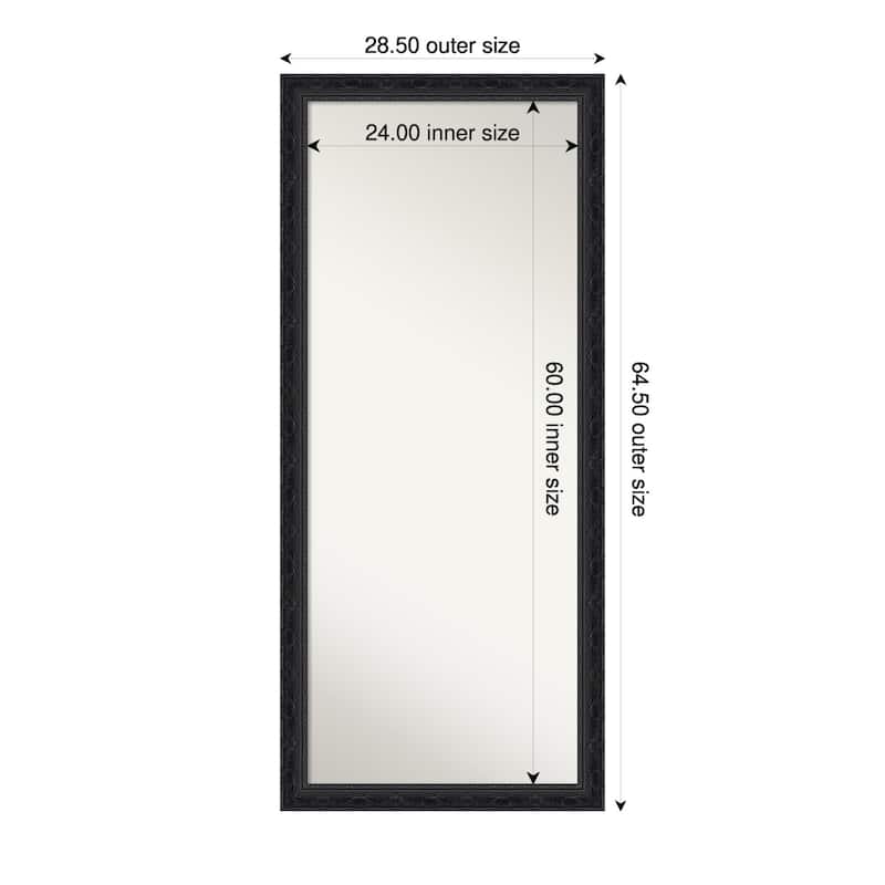Filigree Non-Beveled Framed Full-Length Floor Leaner Mirror - 29 x 65 in - Filigree Gloss Black
