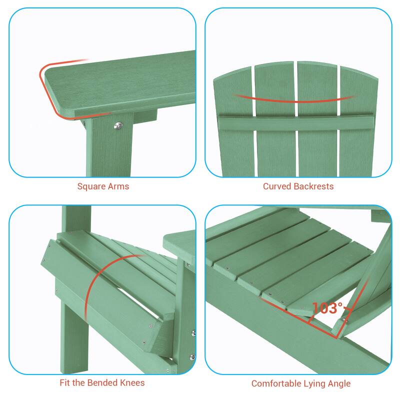 BONOSUKI Patio Adirondack Chair w/Cupholder,Weather Resistant-Set of 4