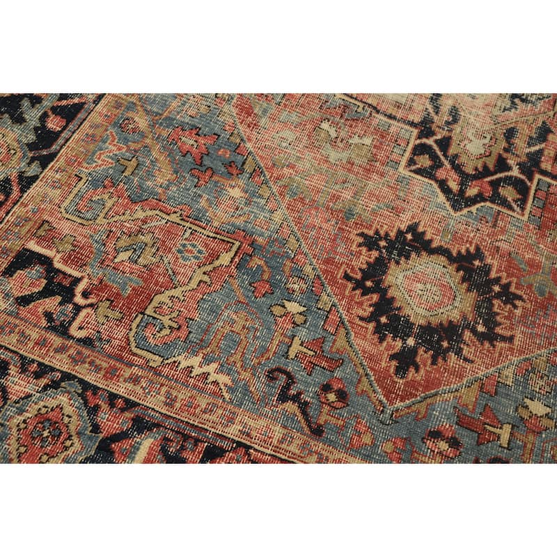 Hand Knotted Oriental 100% Wool Carpet Traditional Medallion Oranges & Rust Heriz (serapi) Area Rug - 9' 11'' X 7' 0''