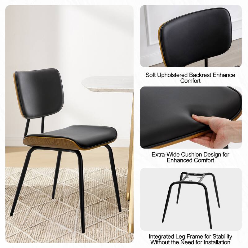 Faux Leather Upholstered Dining Chairs Set of 2/4 - 33.5" H x 17.5" W x 23" D