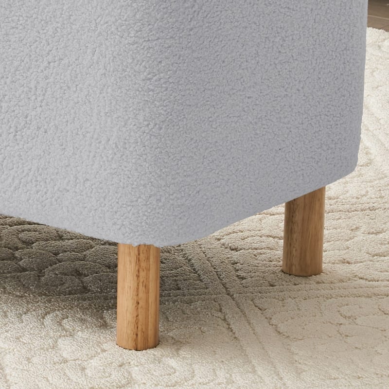 39.5" Off White Boucle Storage Ottoman Bench Sherpa Storage Bench Ottoman Foot Rest End of Bed for Living Room Bedroom,Wood Leg