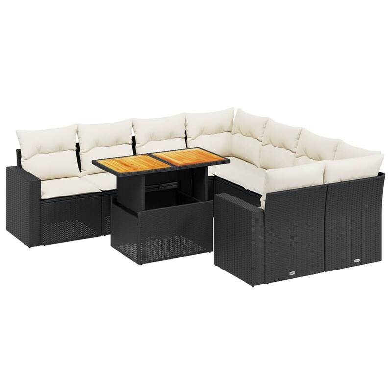 vidaXL Garden Sofa Set Black, Cream White - 21.7 x 39.4 x 28.7