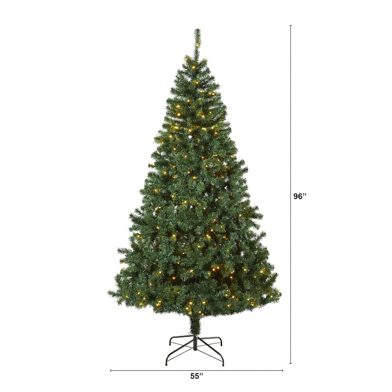 8' Pre-Lit Northern Tip Artificial Christmas Tree, Clear LED Lights - 8 Foot