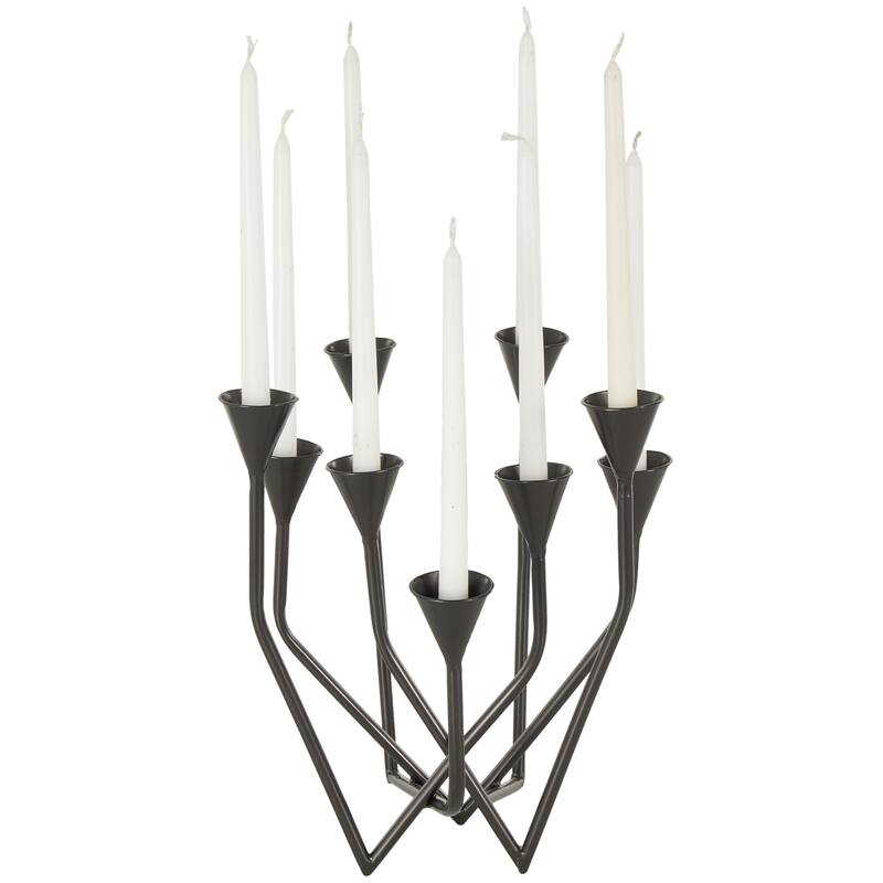 Black Metal Taper 9 Slot Decorative Candelabra - 11"W x 12"L x 14"H