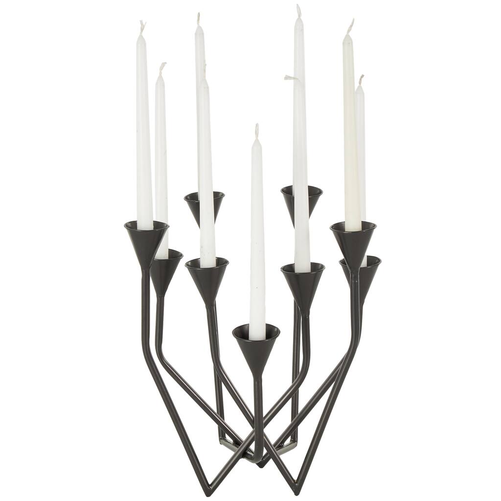 Metal Taper 9 Slot Candelabra - Black - Roche River Decor - 11"W x 12"L x 14"H