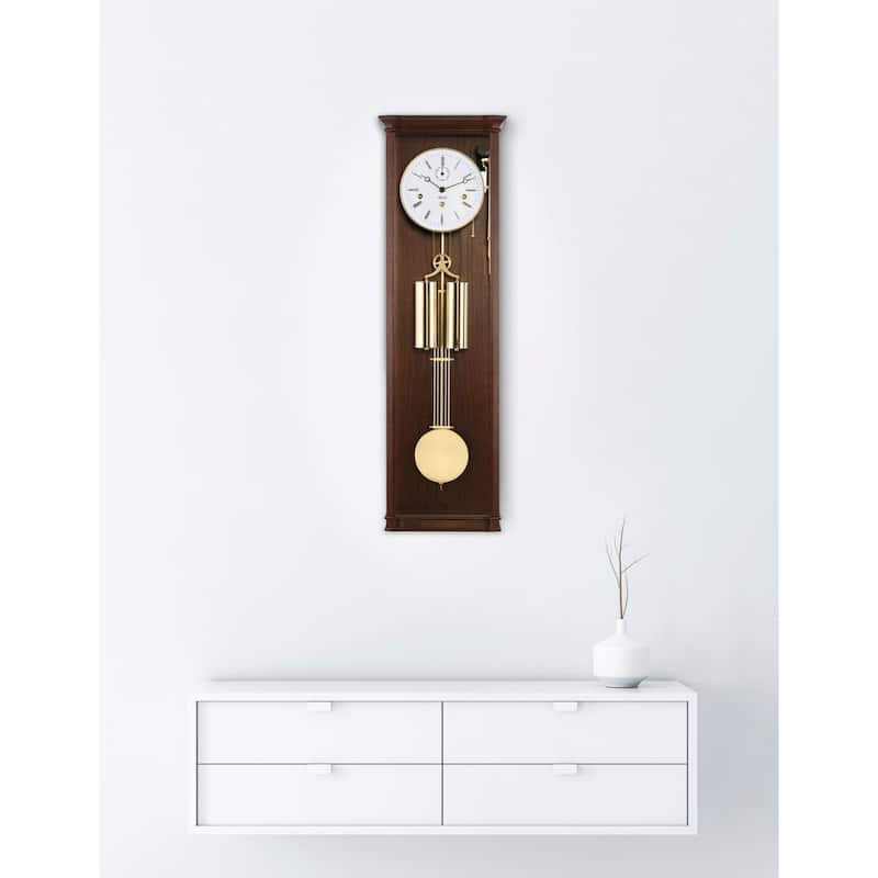 Filigree Pendulum Wall Clock - 34.5" - Walnut and Brass Finish