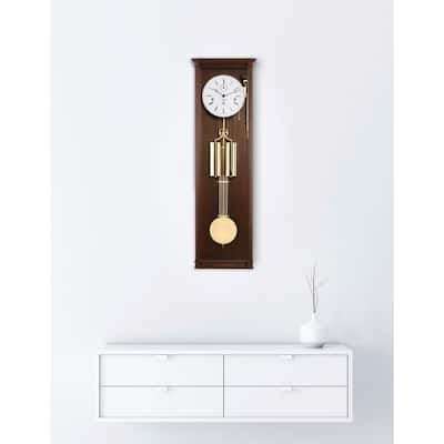 Filigree Pendulum Wall Clock - 34.5" - Walnut and Brass Finish