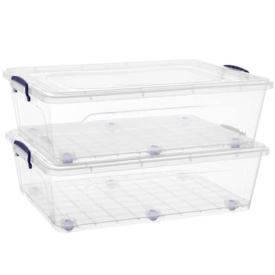 Under Bed Storage Containers with Wheels (2 Pack) - 27" H x 18" W x 7.5" D