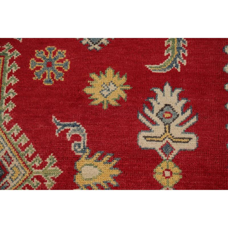 Hand Knotted Oriental 100% Wool Carpet Traditional Geometric Red Kazak Area Rug - 10' 2'' X 8' 0''